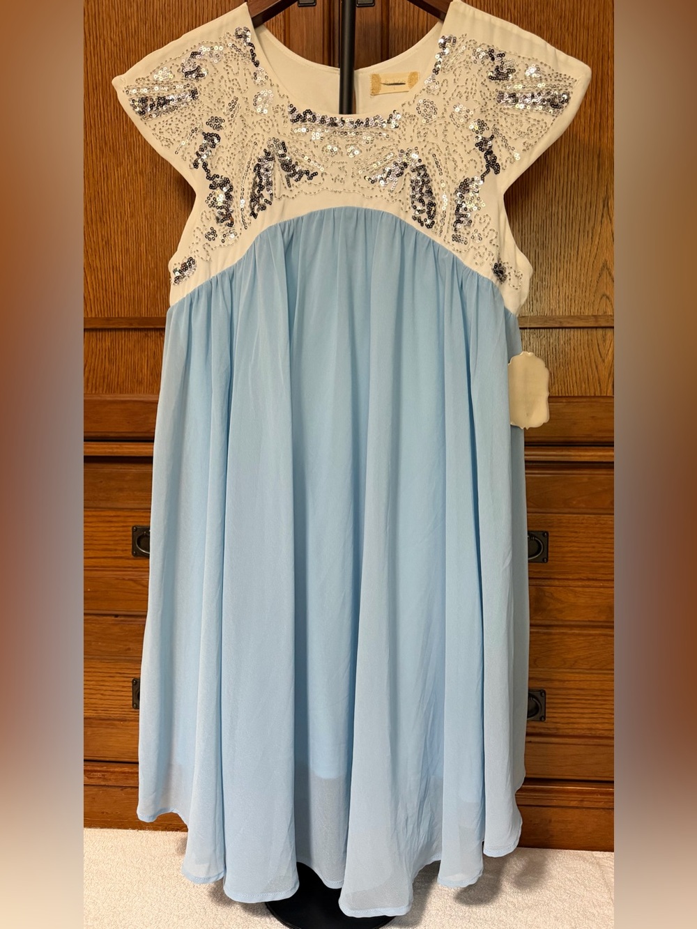 NWT Altar'd State Moroccan Sequin Babydoll Mini Dress HOCO Empire Chiffon Flowy